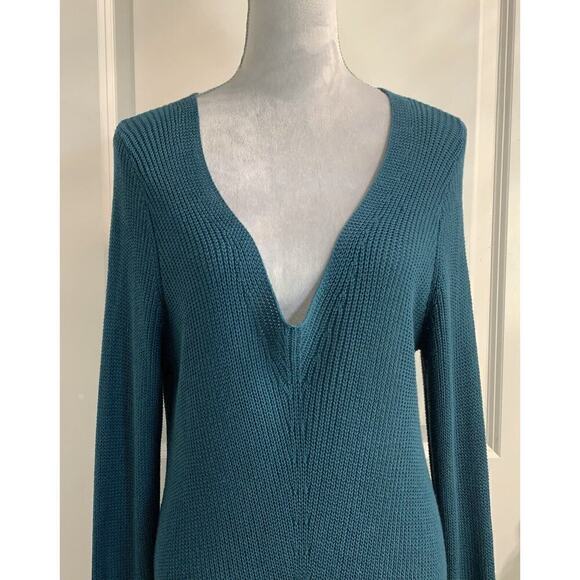 Womens V Neck Knit Sweater Long Sleeve Lagenlook Coastal Sz L Tall - Picture 3 of 7